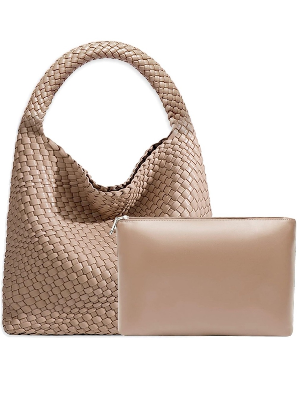 Amazon Beige Woven Shoulder Tote Bag